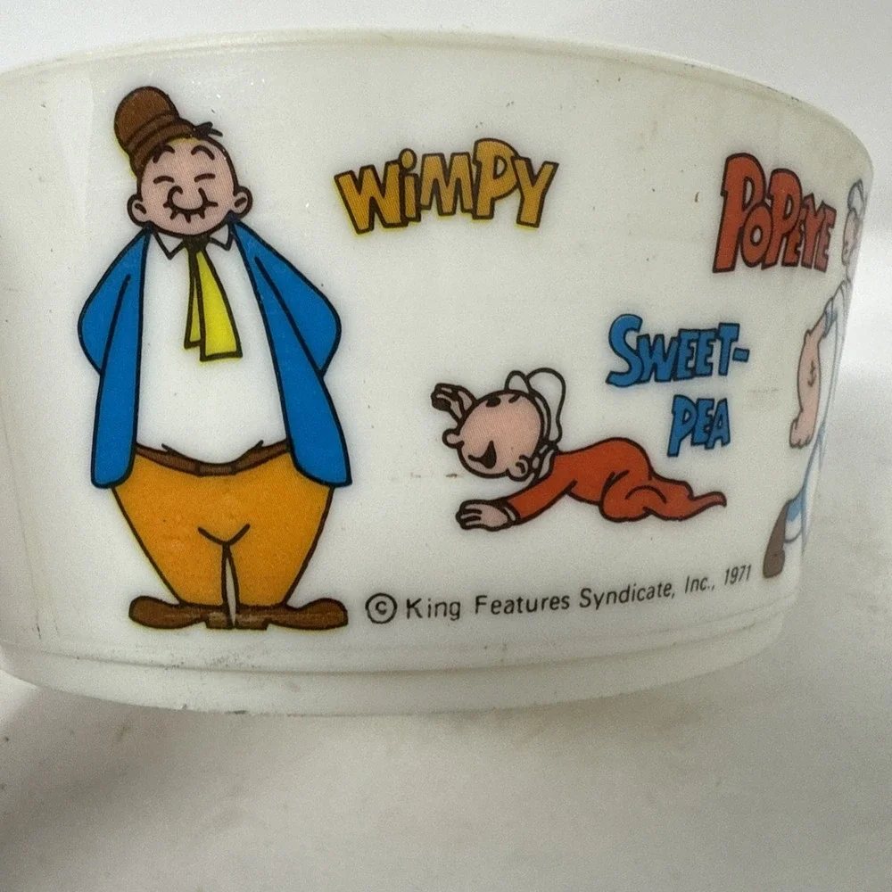 Popeye The Sailor Man 1979 Plastic Cereal Bowl Vintage Deka USA Olive Oil Brutus